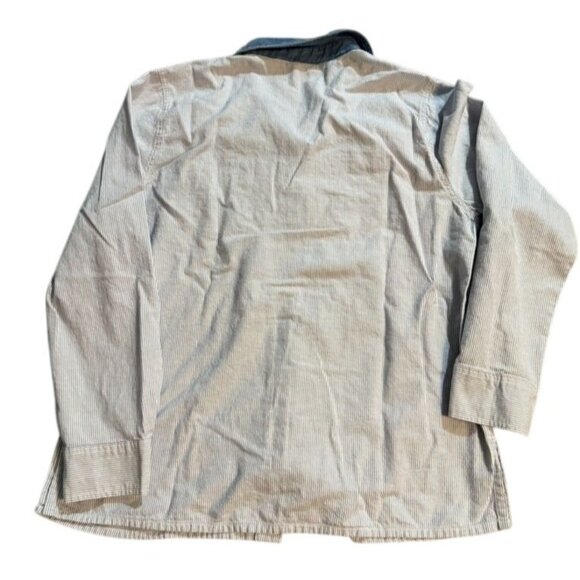 Womens L/G Christmas Button-Up Shirt With Denim Collar Striped Pattern Christmas - Picture 4 of 4